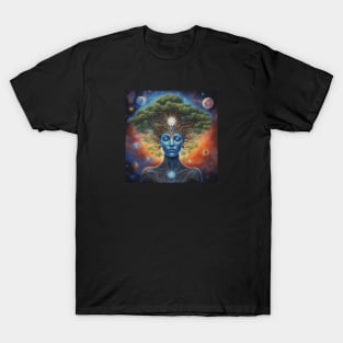 Cosmic woman with tree on head T-Shirt